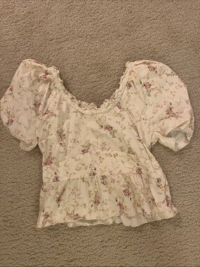 Love shack fancy Floral Puff-Sleeve top